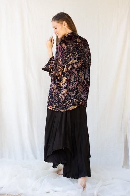 Velvet Short Cardigan - Black - Bohemia Couture