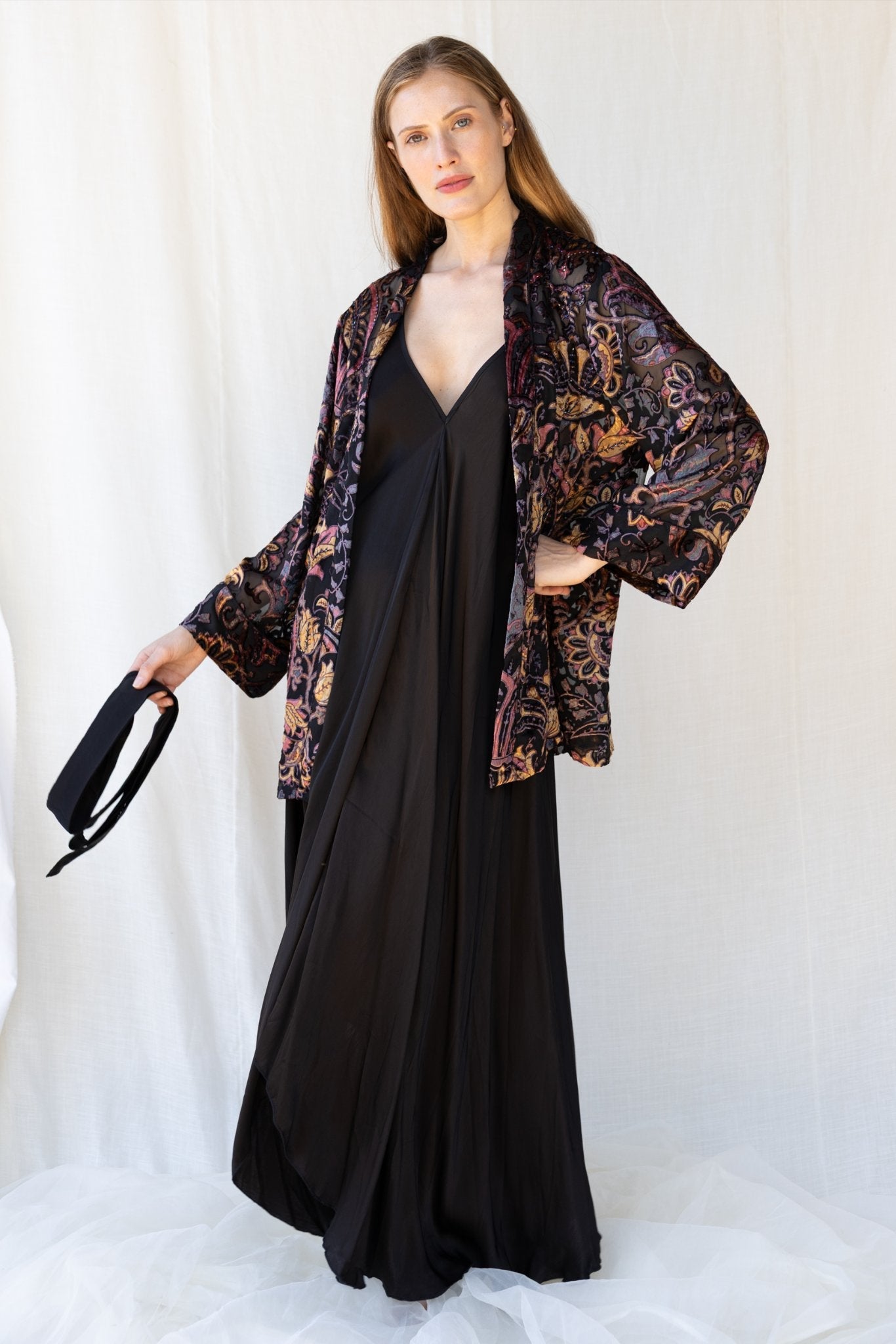 Velvet Short Cardigan - Black - Bohemia Couture