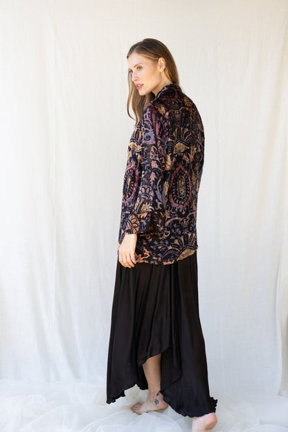 Velvet Short Cardigan - Black - Bohemia Couture