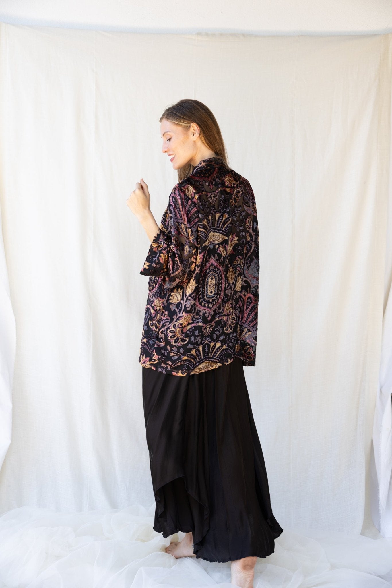 Velvet Short Cardigan - Black - Bohemia Couture